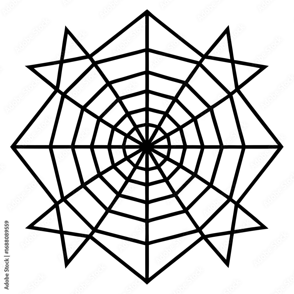 Obraz premium Geometric spider web design with starburst pattern