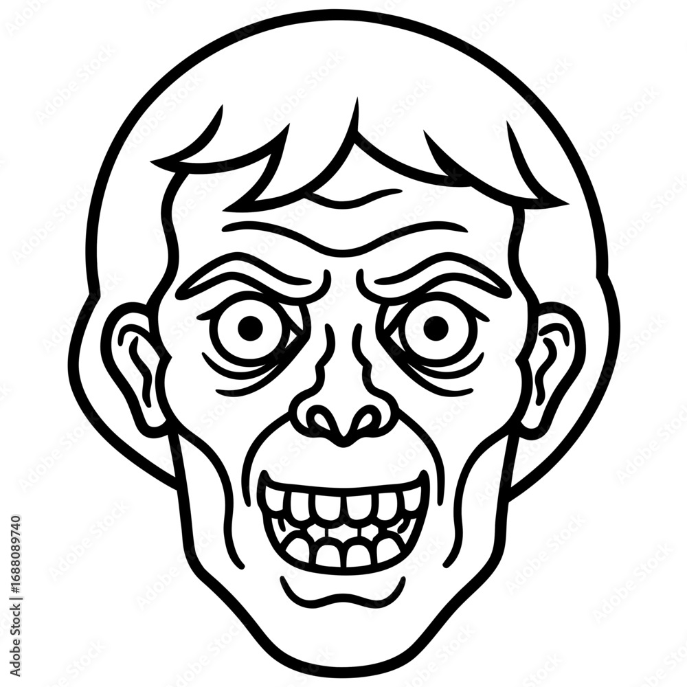 Fototapeta premium Creepy cartoon face with wide grin and wide eyes