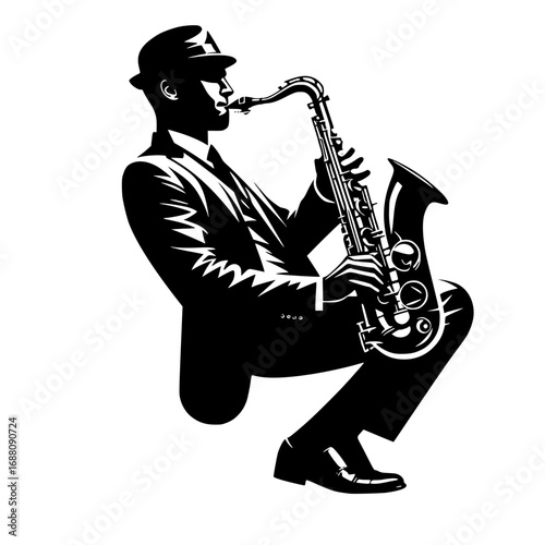 Manplaying a saxophone vector image illustration