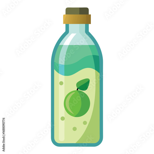 A vector art illustration of a bottle of coconut water, symbolizing hydration, tropical drinks, and natural refreshment. Great for health and beverage projects.