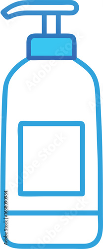 A vector art illustration of a bottle of hair shampoo, representing hair care, personal hygiene, and beauty products. Perfect for beauty and wellness projects.