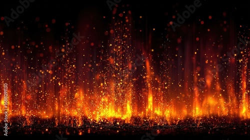 Black Dark Red Orange Yellow Pattern Background. Night Sky Fire Explosion Burst Flame Blaze Smoke Burning Light Glow Hot. Horror Hell Evil Scary Ominous Spooky Creepy for Design.