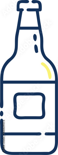 A vector art illustration of a bottle of lager, symbolizing light beer, refreshment, and casual drinking. Great for beverage menus or brewery projects.