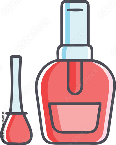 A vector art illustration of a bottle of nail polish, representing beauty, cosmetics, and personal care. Ideal for beauty and fashion-related projects.