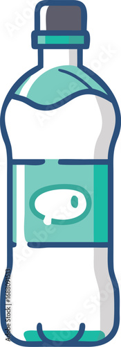 A vector art illustration of a bottle of seltzer, symbolizing carbonated water, simplicity, and hydration. Ideal for beverage and health-related projects.