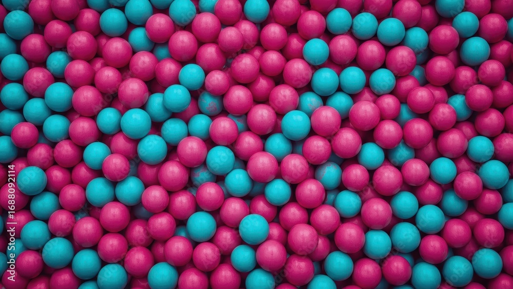 Fototapeta premium A vibrant, colorful design composed of many small spheres in shades of pink and teal.