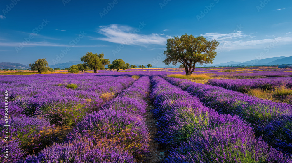 Naklejka premium lavender purpole blossom field