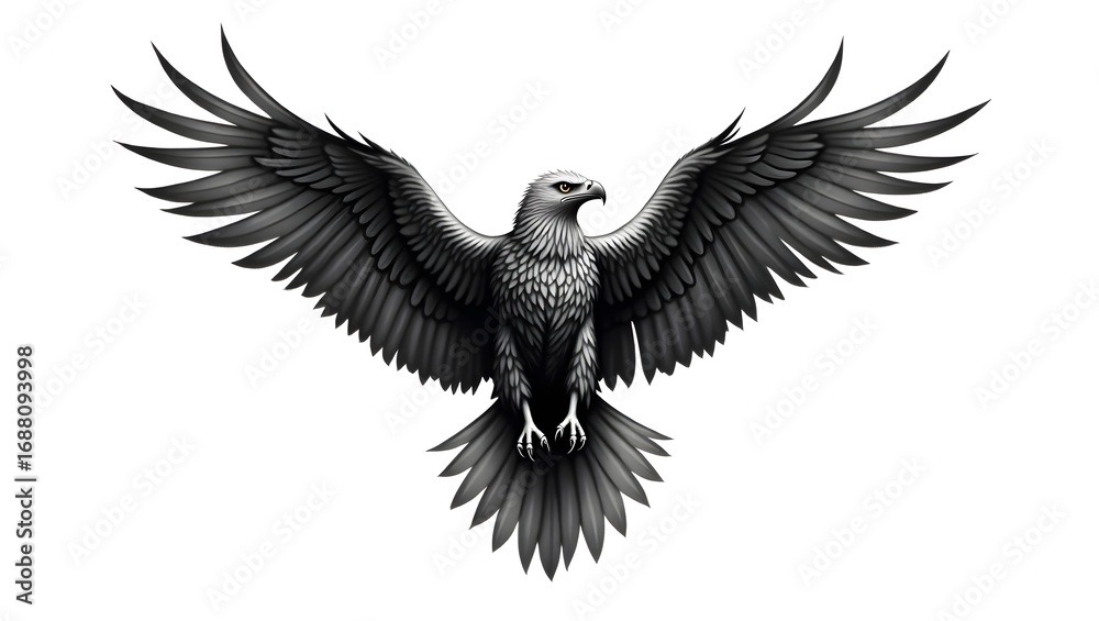 Fototapeta premium Highly detailed eagle tattoo design, wings spread wide