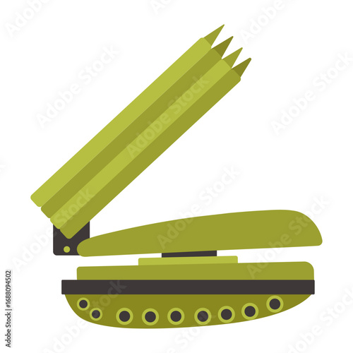 Creative warfare concept illustration with a military pencil rocket launcher