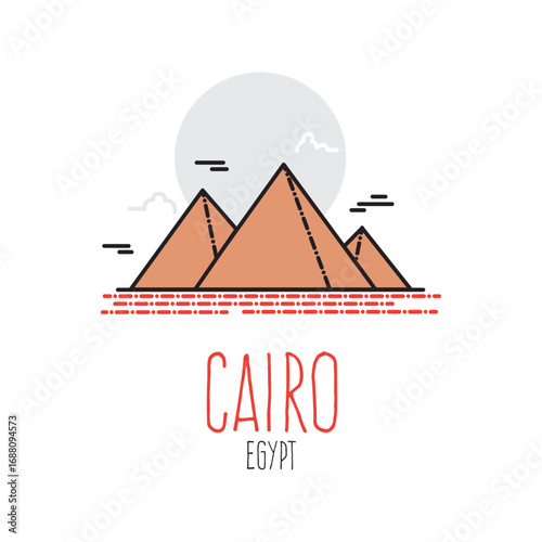 Modern vector icon of the Cairo pyramids for an Egyptian travel concept