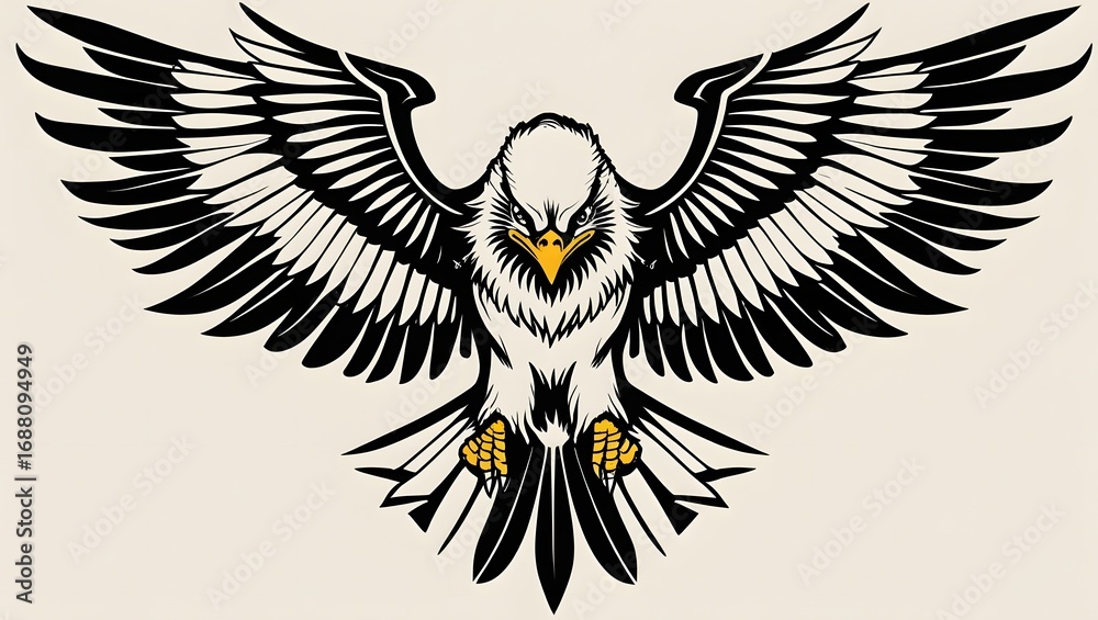 Obraz premium Eagle tattoo in tribal style, bold black lines