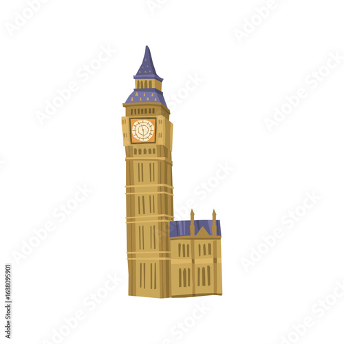 Iconic Big Ben Landmark A Detailed Cartoon Illustration on White Background
