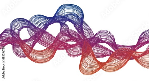Abstract Swirling Lines: Gradient Color Waves on White Background.