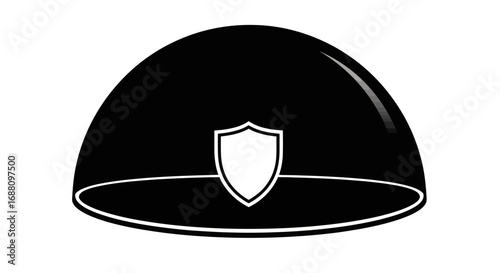 Black Police Officers Hat with White Shield Emblem.