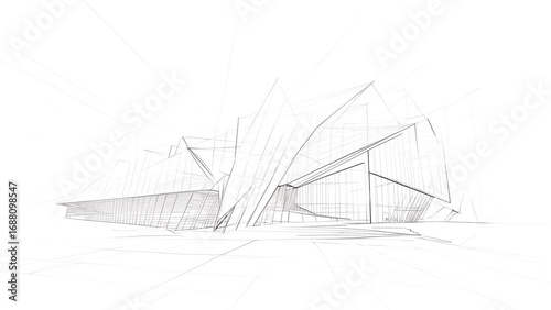 Conceptual architectural design rendered in a pencil sketch.