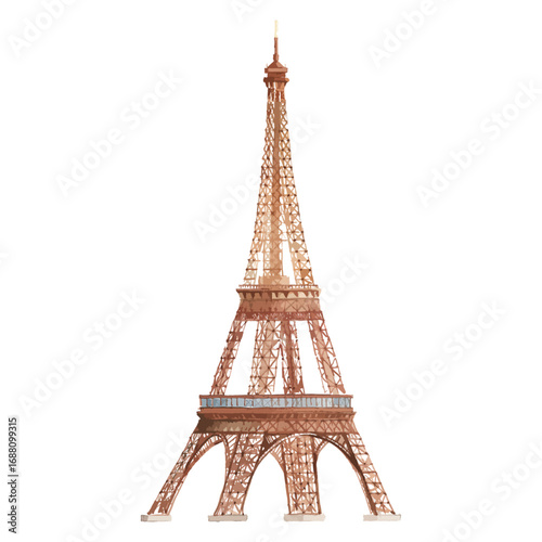A beautiful watercolor illustration of a famous Parisian architectural icon