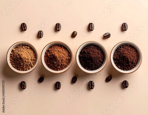Flat Lay of Arabica and Robusta Ground Coffee. 