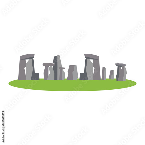 Illustration of Stonehenge An ancient monument on a grassy field