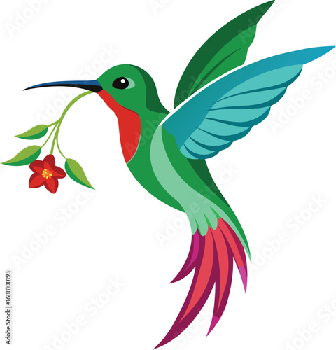 Hummingbird Drinking Nectar Vector