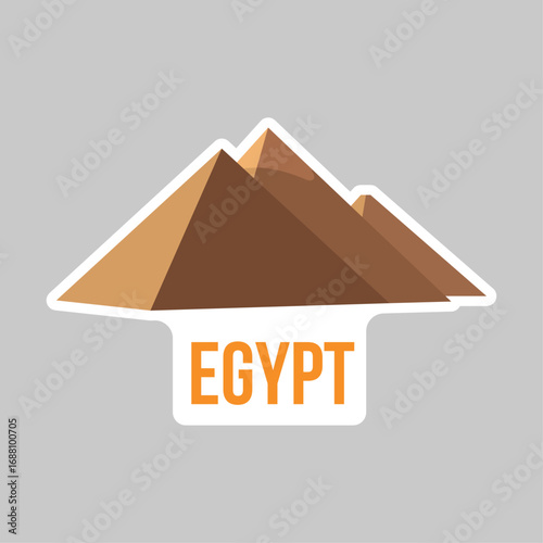 Flat design Egypt travel sticker with iconic Giza pyramid landmark symbol