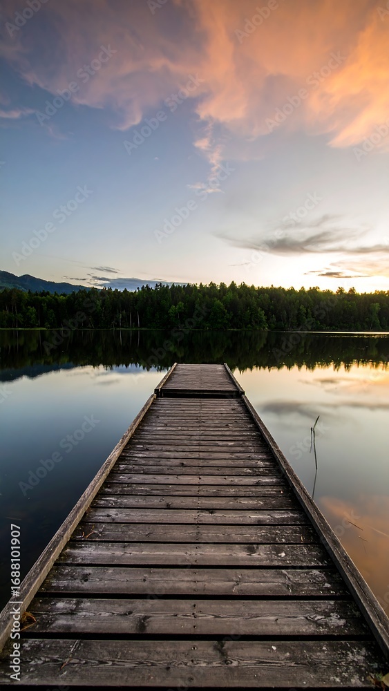 Naklejka premium Lakeside Dock at Sunset