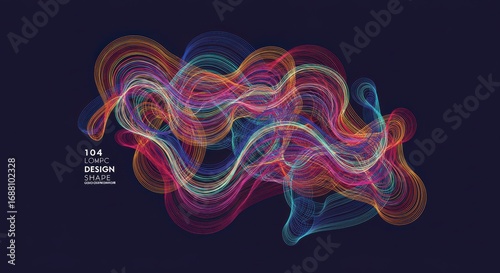 Dynamic Abstract Design: Vibrant Intertwined Wavy Lines with Glowing Neon Colors on Dark Background