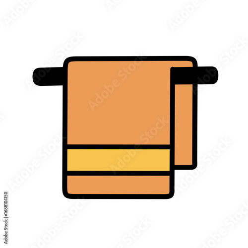 Simple Line Drawing Orange Towel Rack Icon Shape Element