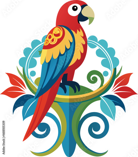 Macaw Perched Decorative Vector