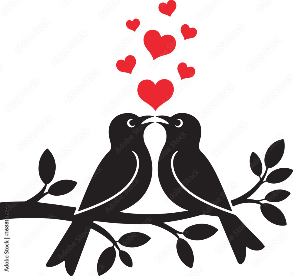 Obraz premium Charming illustration of various birds in flight and perched