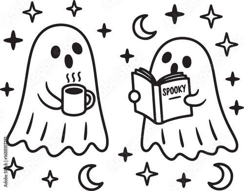 Spooky halloween night scene with haunted elements and bats