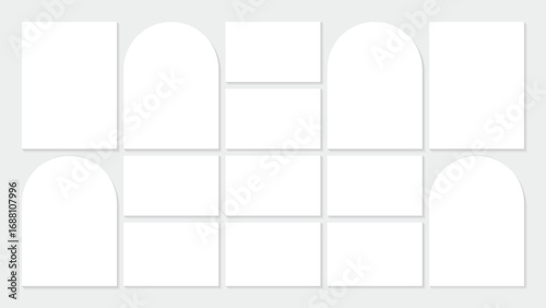 Moodboard template. 14 Photo collage grid. Vector. Mood board design. Mosaic frame banner. Photography album layout.