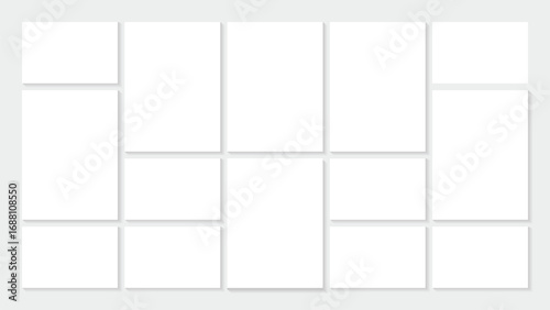 Moodboard template. Photo collage grid. Vector. Mood board design. Mosaic frame banner. Photography album layout.