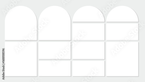 Moodboard template. Photo collage grid. Vector. Mood board design. Mosaic frame banner. Photography album layout.