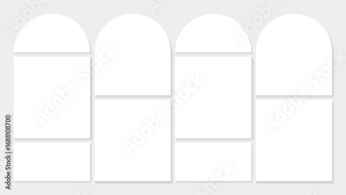 Moodboard template. Photo collage grid. Vector. Mood board design. Mosaic frame banner. Photography album layout.