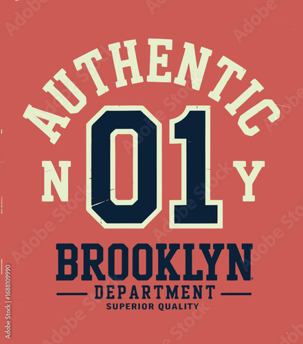 This image features an authentic Brooklyn graphic design emphasizing vintage style, perfect for apparel and merchandise branding, showcasing quality and authenticity.