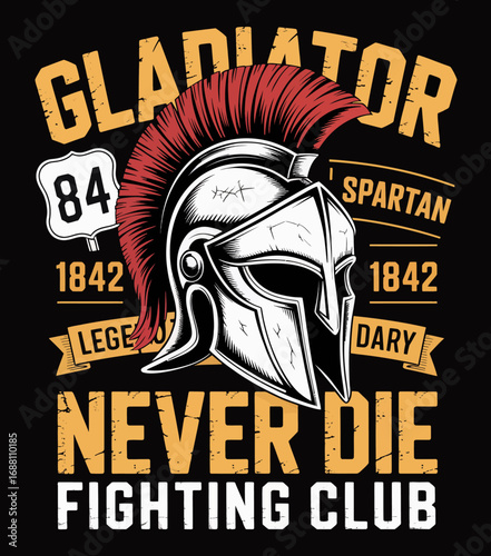 A striking emblem featuring a gladiator helmet, designed to inspire a sense of fighting spirit and camaraderie in sports, perfect for branding and team identity.