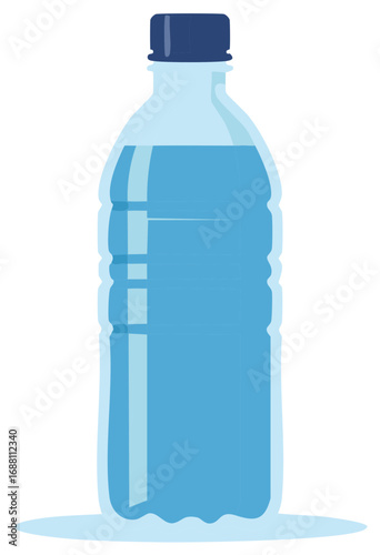 Clear plastic bottle filled with blue liquid and a dark blue cap