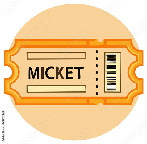 Vibrant cartoon style coupon voucher or entry pass with barcode and stub design