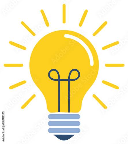 Lightbulb icon illustration representing an idea, with rays emanating from the bulb.