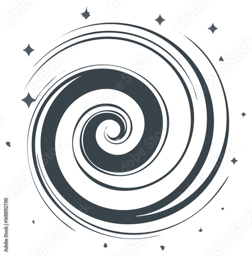 Dark Spiral Swirl with Twinkling Stars Illustration