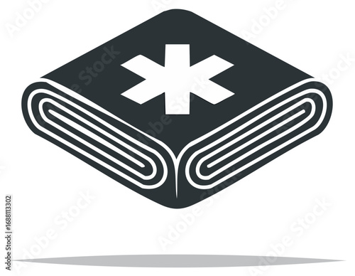 Medical Guide Book Open with Cross Symbol, First Aid Manual, Medicine Handbook