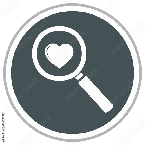 Magnifying Glass Icon with Heart Symbol Representing Love Search and Relationship Discovery