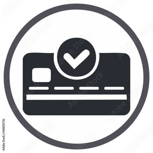 Credit Card Payment Approved Icon Showing Transaction Success and Financial Approval in a Circle