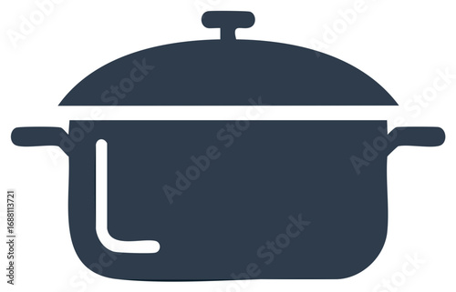 Dark blue cooking pot with lid flat vector illustration for culinary concepts