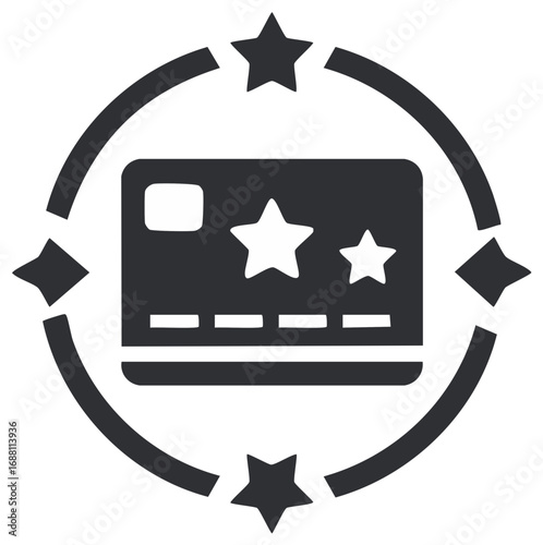 Credit Card Loyalty Rewards Program with Star Design in Circle Frame
