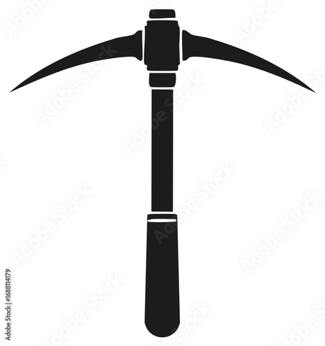Black Silhouette of a Pickaxe Tool for Mining and Construction