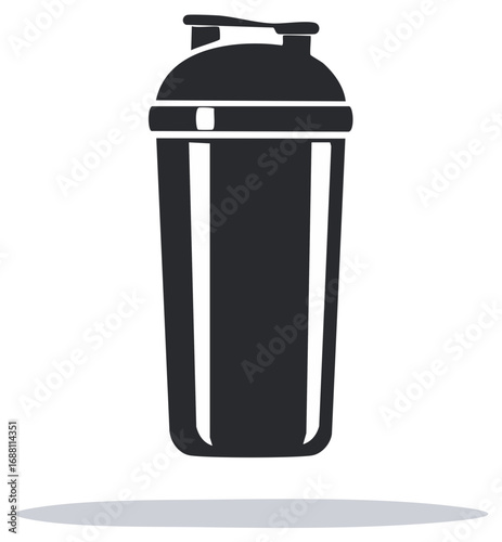 Fitness Shaker Bottle Vector Silhouette for Protein Powder or Supplement Mixes, Modern Icon for Gym and Workout Nutrition