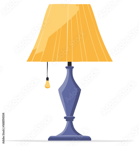 Cartoon illustration of a lamp, elegant shape and yellow lampshade.