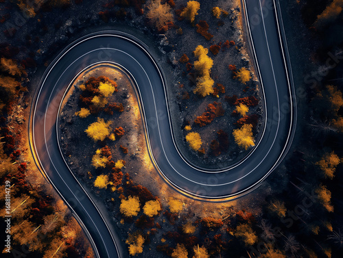 Top view long road.