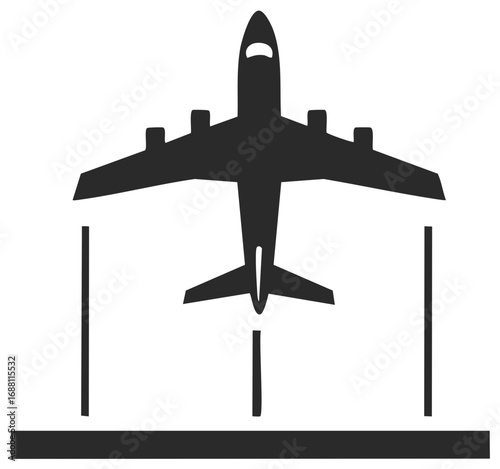 Airplane Landing Silhouette Symbol Aviation Aircraft Passenger Flight Arrival